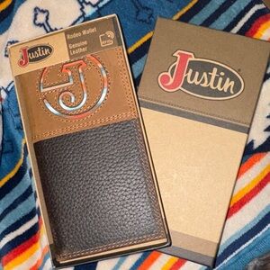 Justin Boots Tan and Dark Leather Rodeo Wallet - new with box